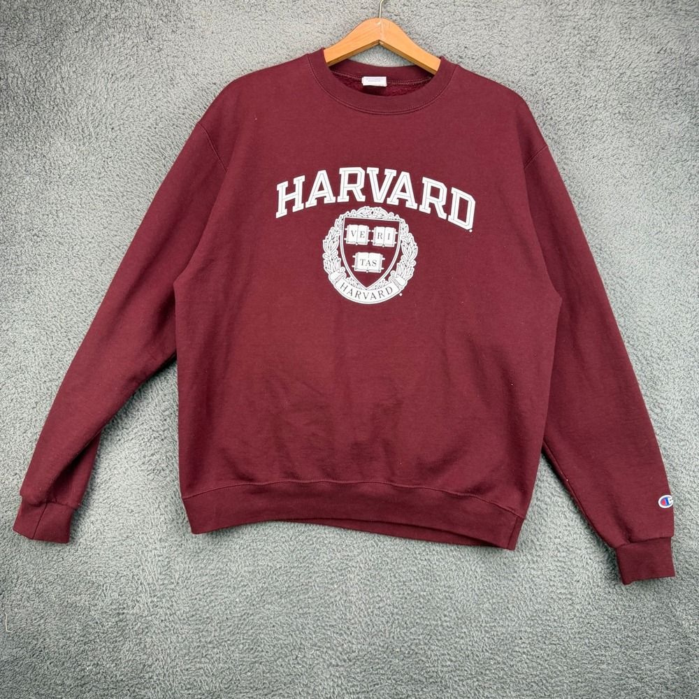 Champion‎ Harvard University Sweatshirt Mens Large Maroon Crewneck Pullover Logo